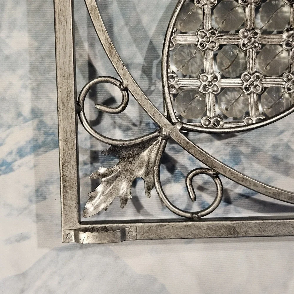 Distressed Silver Metal Wall Decor‎ Scroll Floral Farmhouse Wall Hanging 14